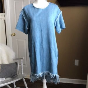 Zara Trafaluc denim fringe dress